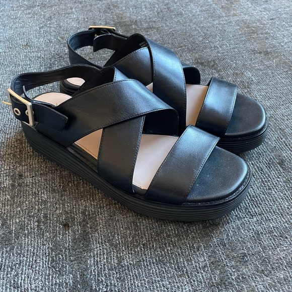 Cole Haan black platform sandals Originalgrand leather 8.5 39 - Picture 1 of 7